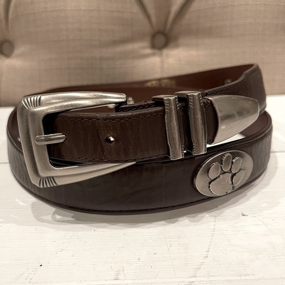 Zero-pro Genuine Grain Leather Brown Paw Print Emblem Belt - Picture 1 of 6